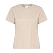 Saint Tropez Taupe Metallic Regular T-Shirt Top Beige, Dam