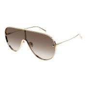 Alexander McQueen Guld/Brun Solglasögon Yellow, Unisex