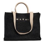 Marni Elegant Svart/Naturlig Axelväska Black, Dam