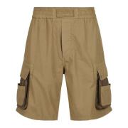 Iceberg Lerfärgad fallskärmsduk Bermuda shorts Beige, Herr