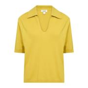 Soaked in Luxury Snake Eye Polo Pullover Sweater Yellow, Dam