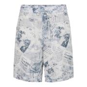 Iceberg Komfort passform Bermuda shorts i en linne och bomullsblandnin...