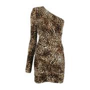 Alexandre Vauthier Mini Asymmetrisk Leopardmönstrad Klänning Brown, Da...