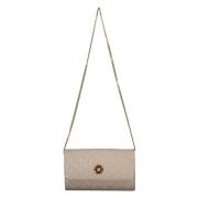 Versace Vadderad läderclutch med kedja Beige, Dam