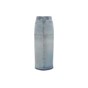 Re/Done Vintage Denim Kjol - Ripped Stil Blue, Dam