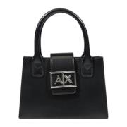 Armani Exchange Svart Axelväska med Axelrem Knappfäste Black, Dam