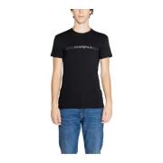 Emporio Armani Svart Tryckt T-shirt för Män Black, Herr