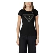 Guess Svart Tryckt T-shirt för Kvinnor Black, Dam