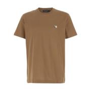 Dolce & Gabbana Beige Logo Patch Crewneck T-Shirt Beige, Herr