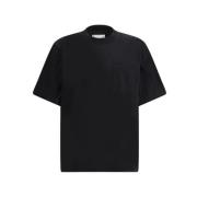 Sacai Modern bomullst-shirt med ribbad halsringning Black, Herr