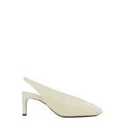 Jil Sander Vita Läder Slingback Högklackade Pumps White, Dam