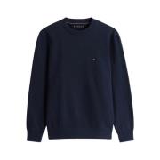 Tommy Hilfiger Blå Crew Neck Sweatshirt med Broderad Logotyp Blue, Her...