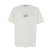 C.P. Company Vit Logotyp Tryck Bomull T-shirt White, Herr