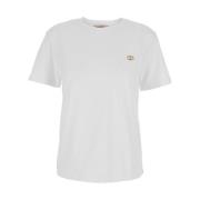 Twinset Vit T-shirt med metallisk logoplakett White, Dam