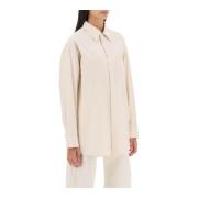 Lemaire Oversized Poplin Skjorta med Italiensk Krage Beige, Dam