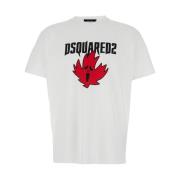 Dsquared2 Screaming Maple Print Vit T-shirt White, Herr