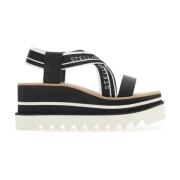 Stella McCartney Tvåtonsplattformsandaler i tyg Black, Dam