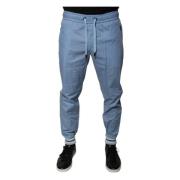 Dolce & Gabbana Blå Bomull Jogger Sweatpants med Dragsko Blue, Herr