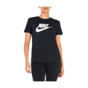 Nike Tryckt Bomull Rund Hals T-shirt Black, Dam