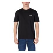 Calvin Klein Tryckt Bomull T-shirt med Rund Hals Black, Herr