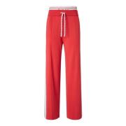 PINKO Röda Wide Leg Joggers med Side Stripe Red, Dam