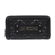 Love Moschino Quiltad dragkedja plånbok Black, Dam