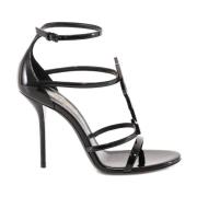 Saint Laurent Lackskinn Stiletto Sandaler Black, Dam