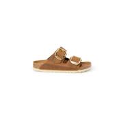 Birkenstock Brun Läder Dubbel Spänne Slide Sandal Brown, Dam