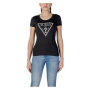 Guess Glittrande Logo T-shirt Kortärmad Black, Dam