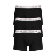 Tommy Hilfiger Svarta Bomullsboxershorts, Elastisk Midja, Kontrastdeta...