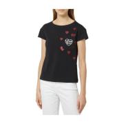 Moschino Logo Kortärmad Bomullst-shirt Black, Dam