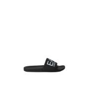 Emporio Armani EA7 Svart Logo Slides Sandaler Snygg Black, Dam