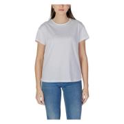 Liu Jo Elegant Rhinestone Rund Hals T-shirt White, Dam