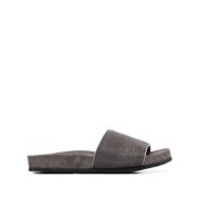 Brunello Cucinelli Beige Mocka Slide Sandaler med Monile Detalj Beige,...