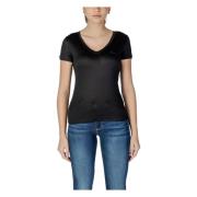 Guess Snygg V-ringad Lyocell T-shirt Black, Dam