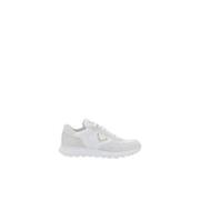 Prada Vita Läder Mocka Sneakers Stilfull Modell White, Dam