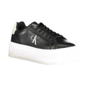 Calvin Klein Svart Polyester Kil Plattform Sneakers Black, Dam