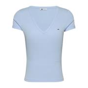 Tommy Jeans Ljusblå V-ringad T-shirt Blue, Dam