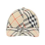 Burberry Check Baseball Cap Beige Multicolor, Herr