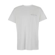 Balmain Vit T-shirt med vit logotyp och rund hals White, Herr