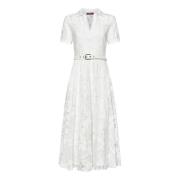 Max Mara Vit Blommig Spets Midi Klänning White, Dam