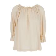 Alberta Ferretti Beige Veckad Topp Viskos Kvinna Beige, Dam