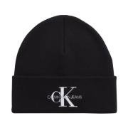 Calvin Klein Jeans Svart Monogram Beanie Black, Herr