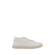 Prada Monogramläder Sneakers med Platt Sula White, Dam