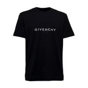 Givenchy Svart T-shirt med Rund Hals och Logotryck Black, Herr