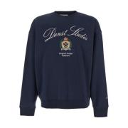 Dunst Blå Crewneck Sweatshirt med Brodyr i Bomull Blue, Herr