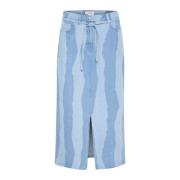 Soaked in Luxury Smal passform Kjol med Torn Stripes Blue, Dam