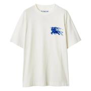 Burberry Ryttare Knight Crew Neck Bomull Skjorta White, Herr