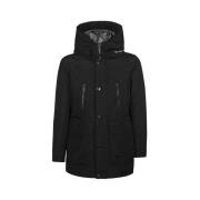 Woolrich Svart Vadderad Dunjacka med Huva Black, Herr