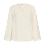 Soaked in Luxury Elegant V-Ringad Skjortblus Whisper White White, Dam